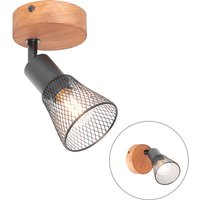 Industriële spot zwart met hout - Kristina