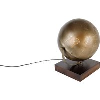 Industriële tafellamp brons met hout - Haicha