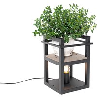 Industriële tafellamp zwart met hout - Cage Rack