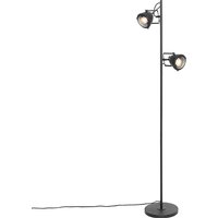 Industriële vloerlamp zwart 2-lichts - Emado
