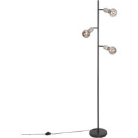 Industriële vloerlamp zwart met beton 3-lichts - Pedra