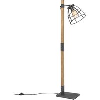 Industriële vloerlamp zwart met hout - Arthur