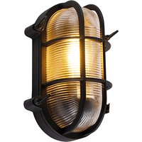 Industriële wand- en plafondlamp zwart ovaal IP44 - Noutica