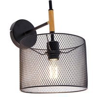 Industriële wandlamp zwart - Drum Mesh