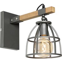Industriële wandlamp zwart met hout verstelbaar - Arthur