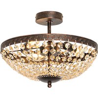 Klassieke plafondlamp brons met kristal 3-lichts - Mondrian