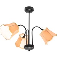 Klassieke plafondlamp zwart met lampenkap goud 3-lichts - Nona