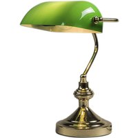Klassieke tafellamp/notarislamp messing met groen glas - Banker