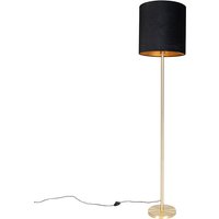 Klassieke vloerlamp messing met zwarte kap 40 cm - Simplo