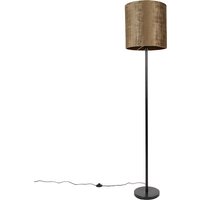Klassieke vloerlamp zwart kap bruin 40 cm - Simplo