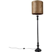 Klassieke vloerlamp zwart met kap bruin 40 cm - Classico