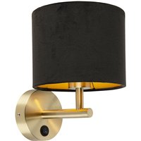 Klassieke wandlamp goud met zwarte velours kap - Combi