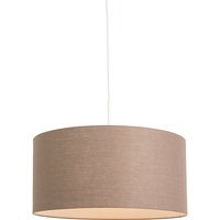 Landelijke hanglamp wit met bruine kap 50 cm - Combi 1