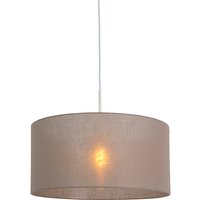 Landelijke hanglamp wit met taupe kap 50 cm - Combi 1