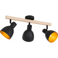 Landelijke spot zwart met hout 3-lichts - Flint
