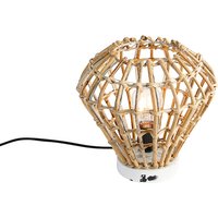 Landelijke tafellamp bamboe met wit - Canna Diamond