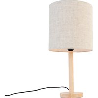 Landelijke tafellamp hout met lichtbruine kap - Mels