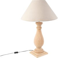 Landelijke tafellamp hout met taupe kap velours - Burdock