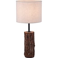 Landelijke tafellamp hout met witte kap - Oriana
