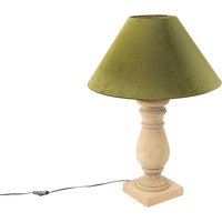 Landelijke tafellamp met velours kap mosgroen 50 cm - Catnip