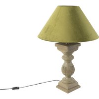 Landelijke tafellamp met velours kap mosgroen 50 cm - Hyssop