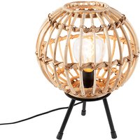 Landelijke tafellamp tripod bamboe 30 cm - Canna