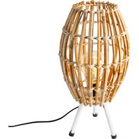 Landelijke tafellamp tripod bamboe met wit - Canna Capsule