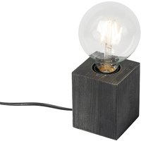 Landelijke tafellamp zwart hout - Bloc