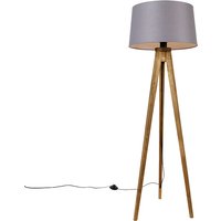 Landelijke tripod vintage hout met linnen kap donkergrijs 45 cm - Tripod Classic