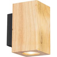 Landelijke wandlamp hout vierkant - Sandy