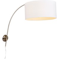 Modernde wandbooglamp staal met witte kap 50/50/25 verstelbaar