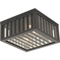 Moderne buiten plafondlamp zwart glas 2-lichts IP44 - Dijon