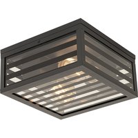 Moderne buiten plafondlamp zwart glas 2-lichts IP44 - Reims