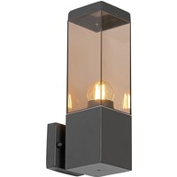 Moderne buiten wandlamp donkergrijs met smoke - Malios