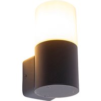 Moderne buiten wandlamp zwart met opaal kap IP44 - Odense