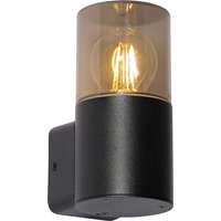 Moderne buiten wandlamp zwart met smoke kap IP44 - Odense
