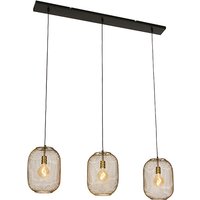 Moderne hanglamp messing en zwart 3-lichts - Waya Mesh