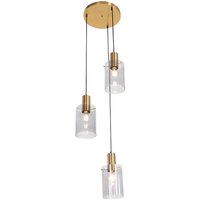 Moderne hanglamp messing met smoke glas 3-lichts - Vidra