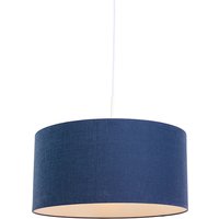 Moderne hanglamp wit met antiek blauwe kap 50 cm - Combi 1