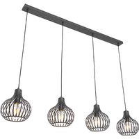 Moderne hanglamp zwart 4-lichts - Saffira