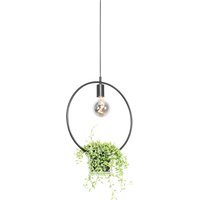 Moderne hanglamp zwart met glas rond - Roslini