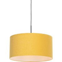 Moderne hanglamp zwart met kap 50 cm geel - Combi 1