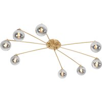 Moderne plafondlamp goud 8-lichts met smoke glas - Athens