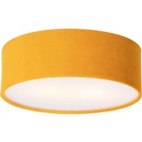 Moderne plafondlamp oker 30 cm met gouden binnenkant - Drum