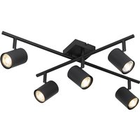 Moderne plafondlamp zwart 5-lichts verstelbaar vierkant - Jeana