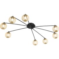 Moderne plafondlamp zwart met goud 8-lichts - Athens Wire