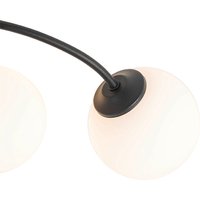 Moderne plafondlamp zwart met opaal glas 6-lichts - Athens