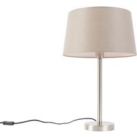 Moderne tafellamp staal met taupe kap 35 cm - Simplo
