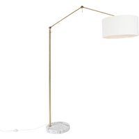 Moderne vloerlamp goud met kap wit 50 cm verstelbaar - Editor