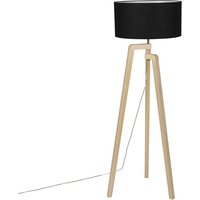 Moderne vloerlamp hout met zwarte kap 45 cm - Puros